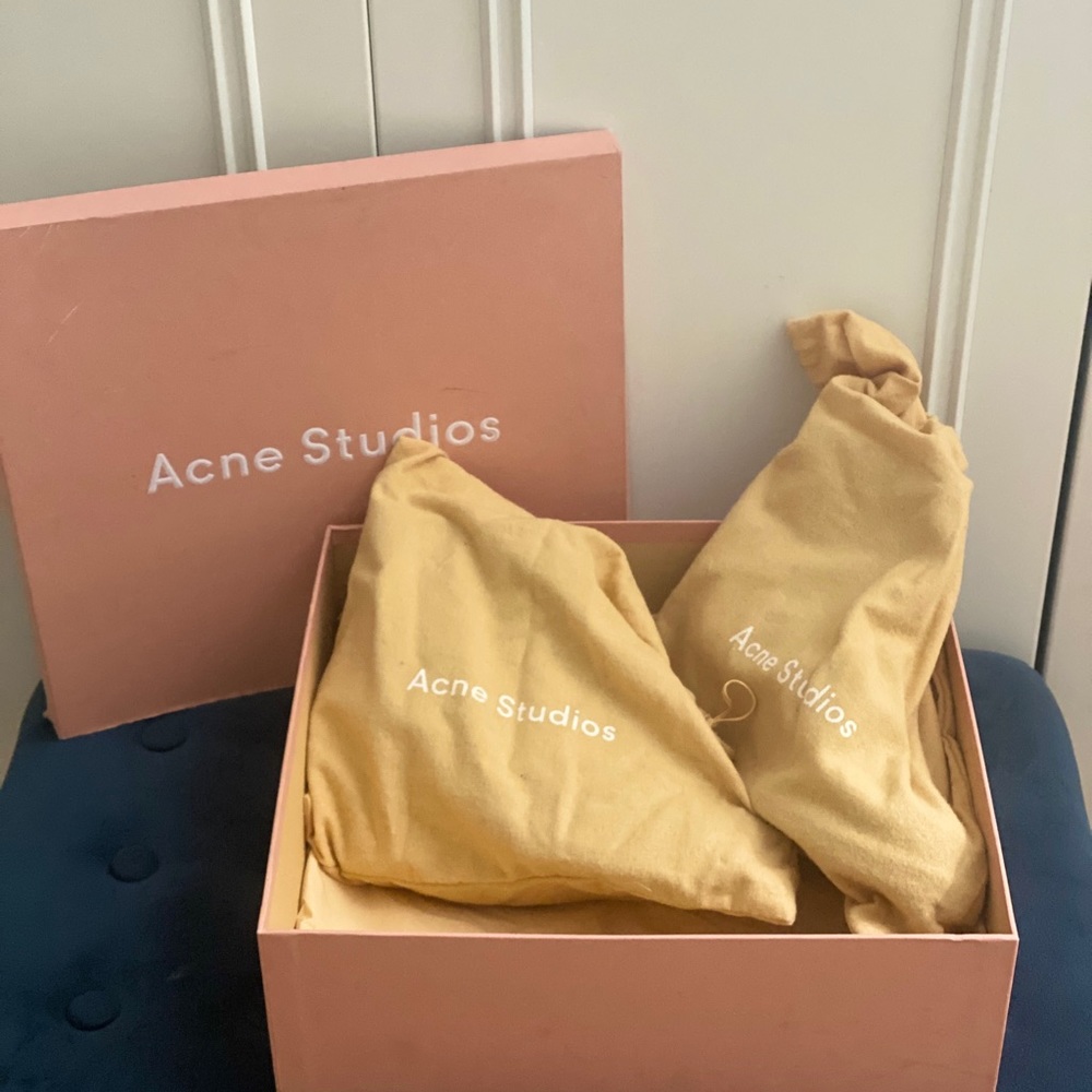 Stacked heel leather Acne Studios boots in black - Picture 2 of 8